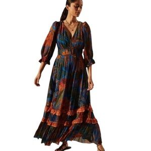 Farm Rio Anthropology Puff Sleeve Maxi Dress size XS - New
